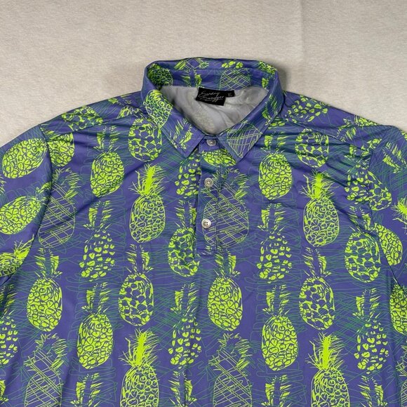 Sunday Swagger Polo Shirt Mens XL Pineapple Geometric Performance Stretch Golf - Picture 4 of 8